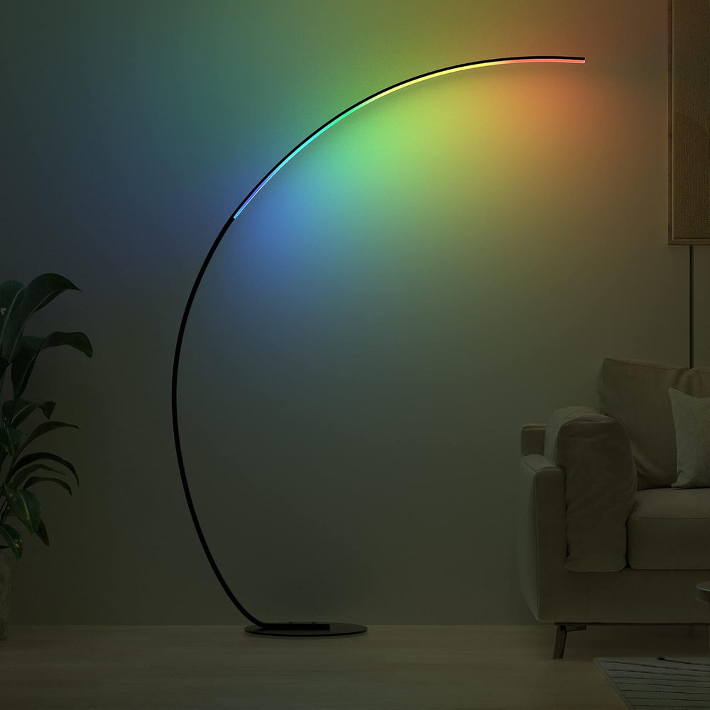 E.P. Light RGBW Modern 69.99 inch Arched Standing Reading Floor Lamp with Rem...