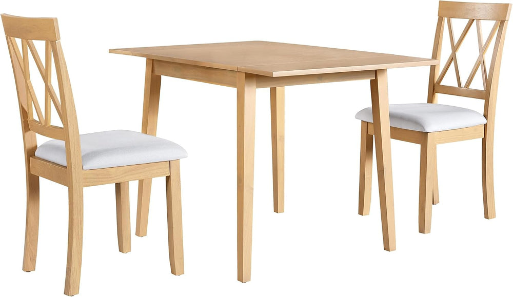 P PURLOVE 3 Piece Kitchen Dining Set, Wood Dining Table Set, Natural
