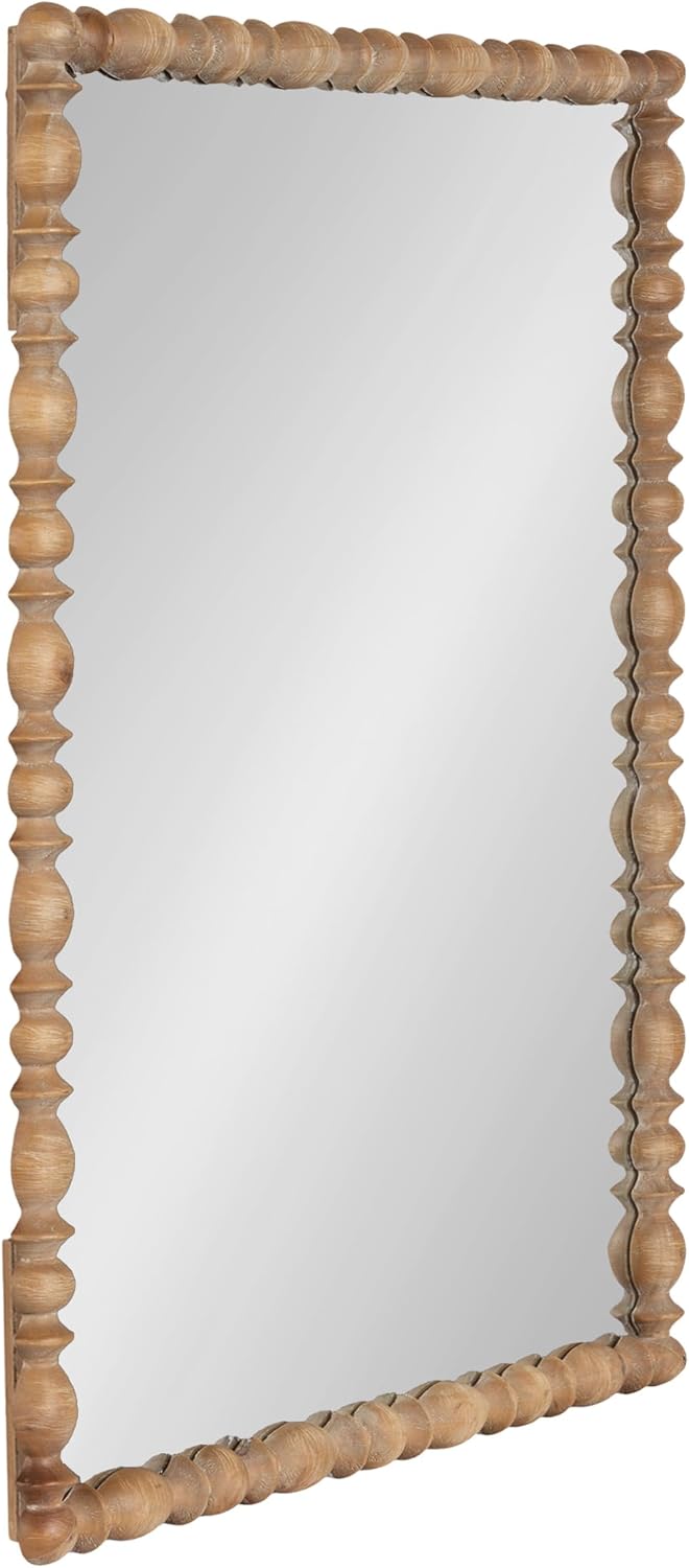 Kate and Laurel Prindle Turned Wood Beaded Rectangle Mirror
