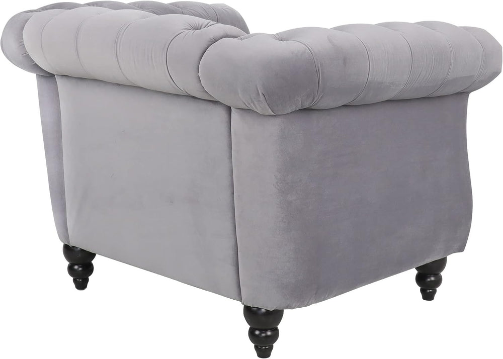 LEVNARY Velvet Chesterfield Chair, Mid-Century Modern Single Sofa Chair with ...
