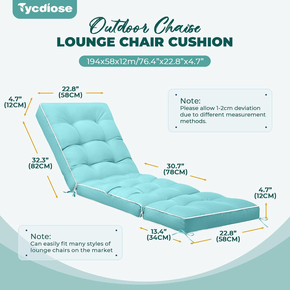 Outdoor Chaise Lounge Chair Cushion, Waterproof Non-Slip Patio Chaise Lounge ...