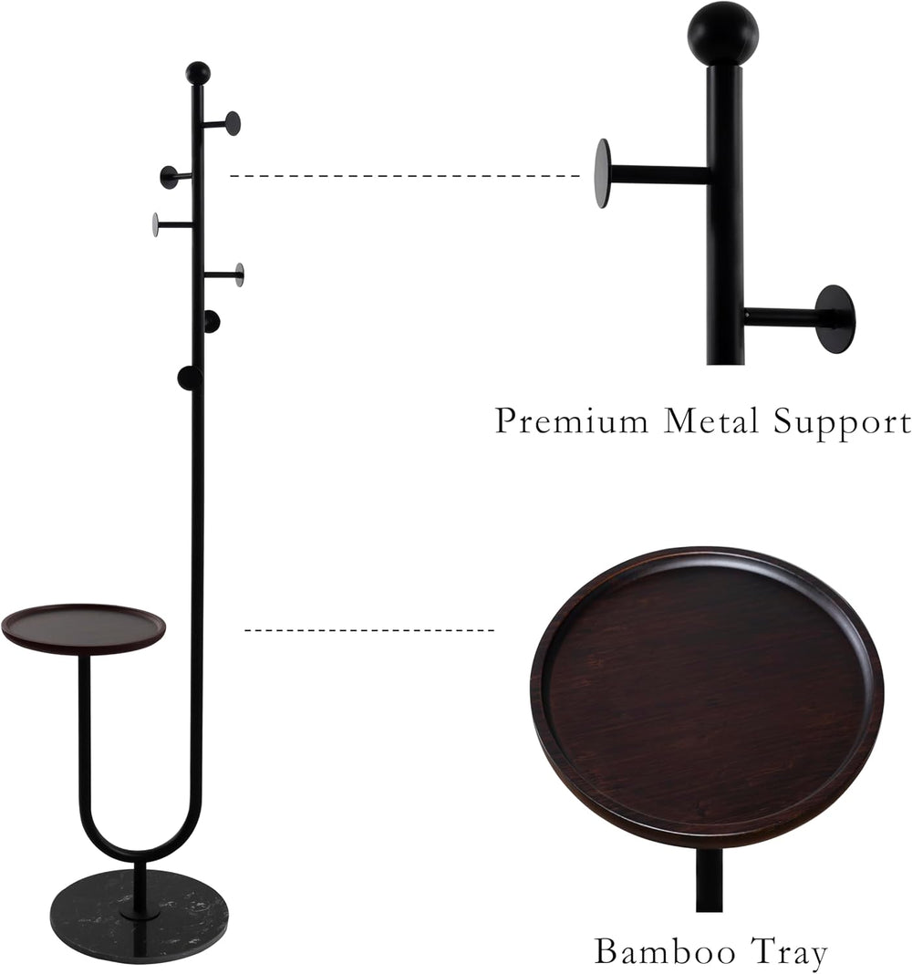 JIAYUEJU Coat Rack Freestanding with Table for Entryway (Black)