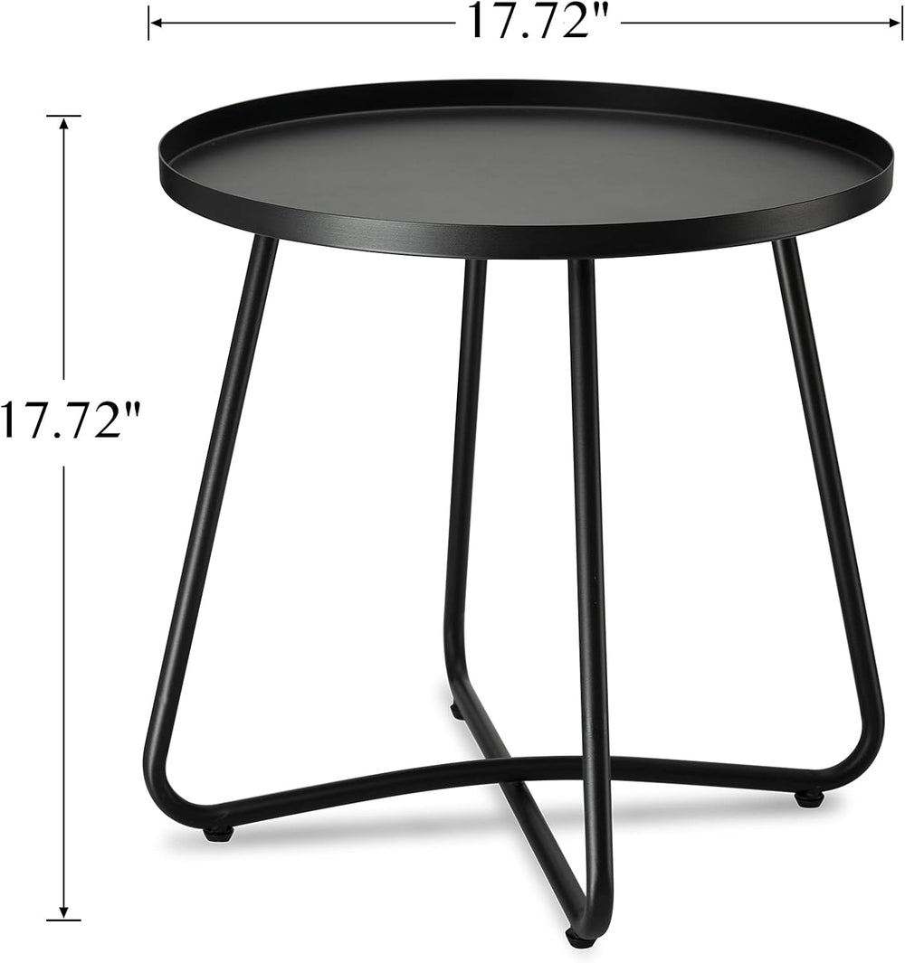danpinera Outdoor Side Tables, Weather Resistant Steel, Small Round End Table...
