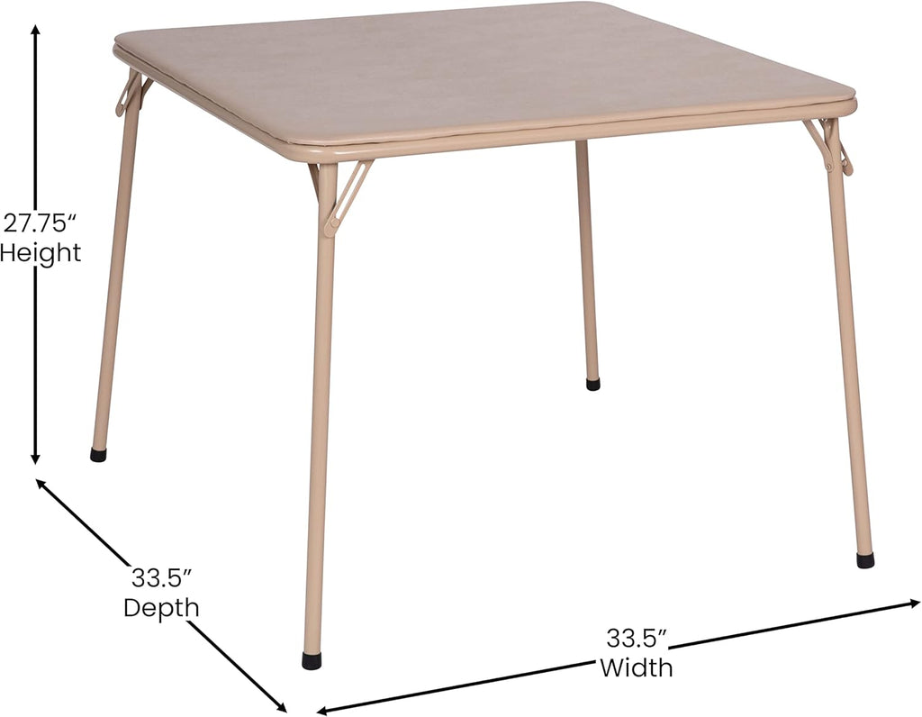 EMMA + OLIVER Tan Square Folding Card Table and Chairs Set for 4 Players