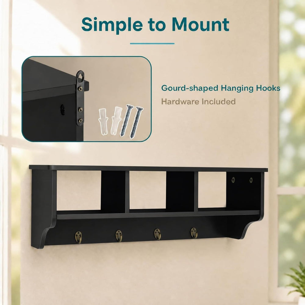 GIANTEX Coat Rack with Hooks Wall Mount, Wall Cubby Organizer with 4 Hooks