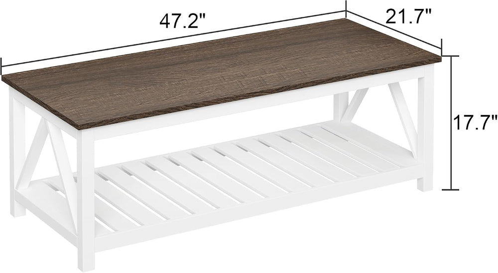 ChooChoo 47" Farmhouse Coffee Table with A-Frame Design for Living Room