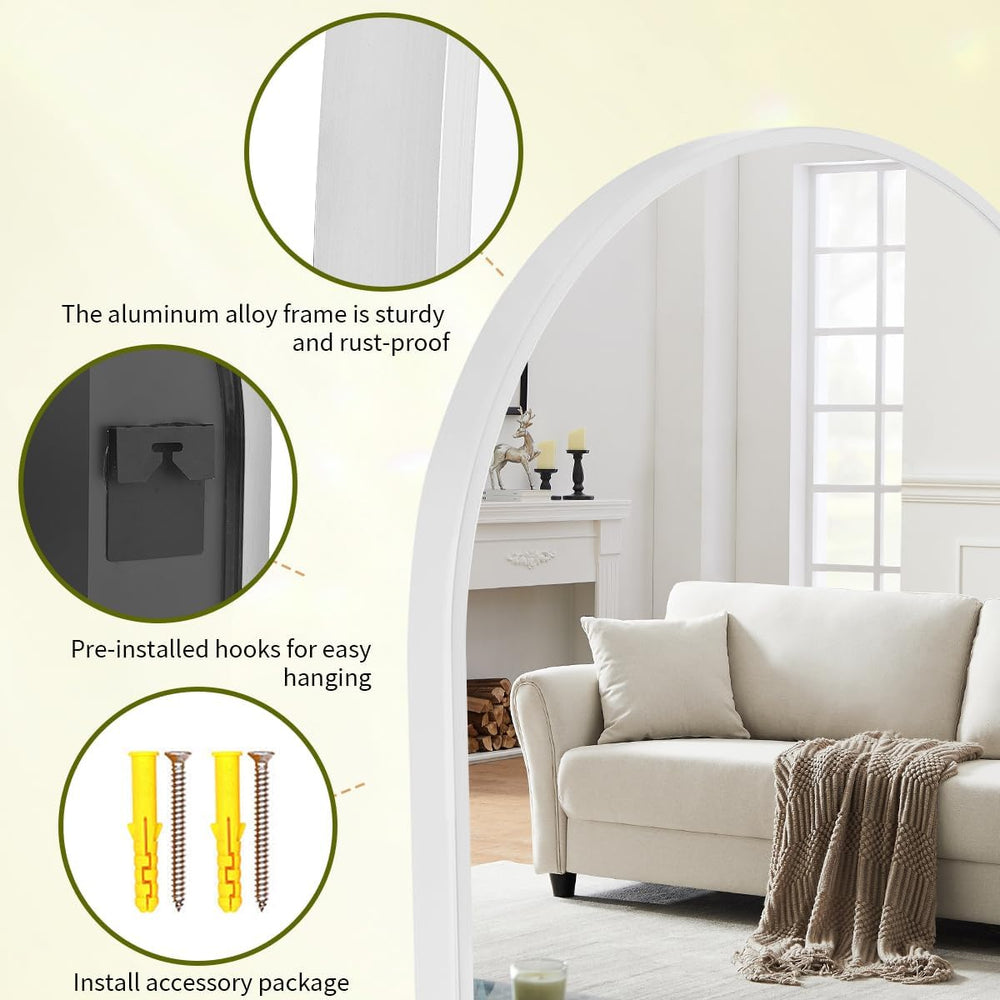 BEAUTYPEAK 24"x36" Arch Bathroom Wall Mirror, Silver