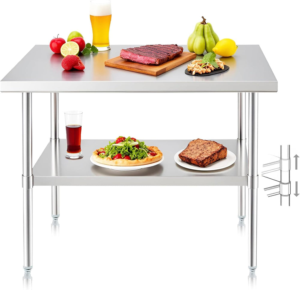 NUUK Stainless Steel Work Table 24" x 36", Commercial Kitchen Food ...