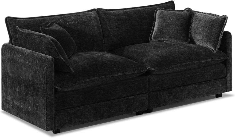 76.7"Modular Sectional Sofa 2-Seater Chenille Couch Loveseat,Black1