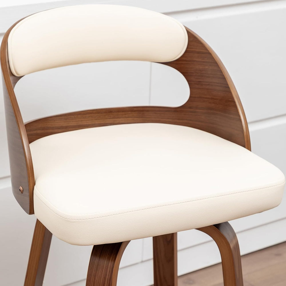 Mid Century Bar Stools with Walnut Bentwood Frame, 29.5" Bar Height