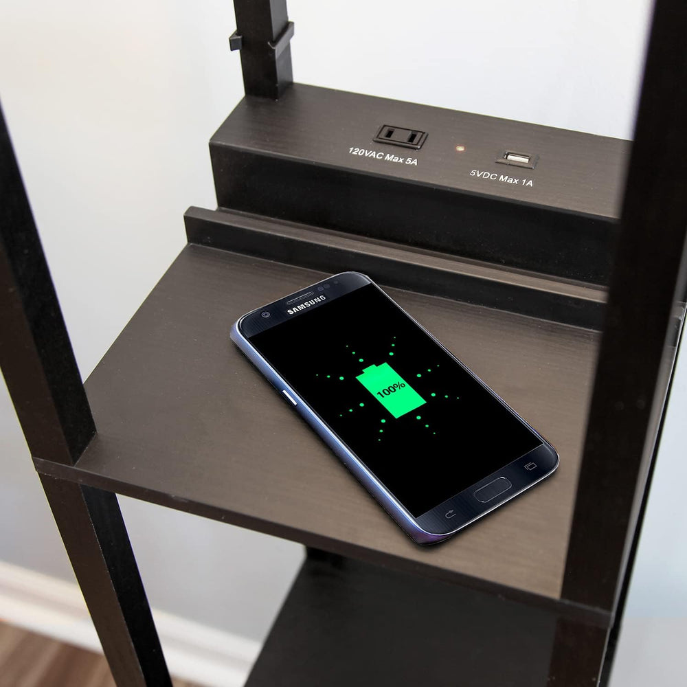 Brightech Maxwell – Modern Shelf Floor Lamp with USB Ports, Wireless Charging...