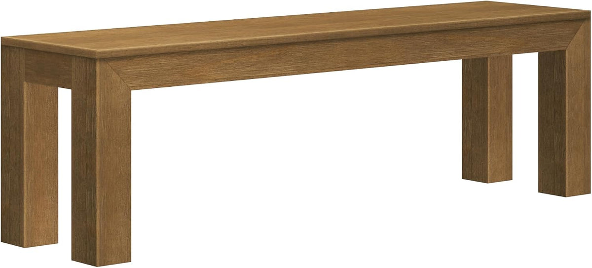 Plank+Beam Modern Dining Bench, 60 Inch, Pecan Wirebrush | Non-Toxic Finishes, Modern Design, Easy Assembly, Modern Style, Quick Setup, Solid Wood
