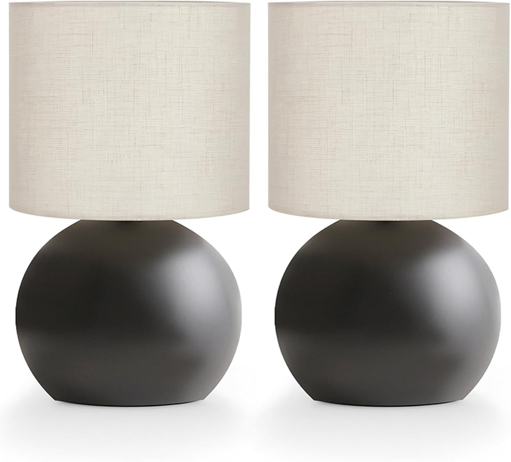 Modern Small Table Lamp Set of 2, Minimalist Metal Nightstand Bedside Lamps w...