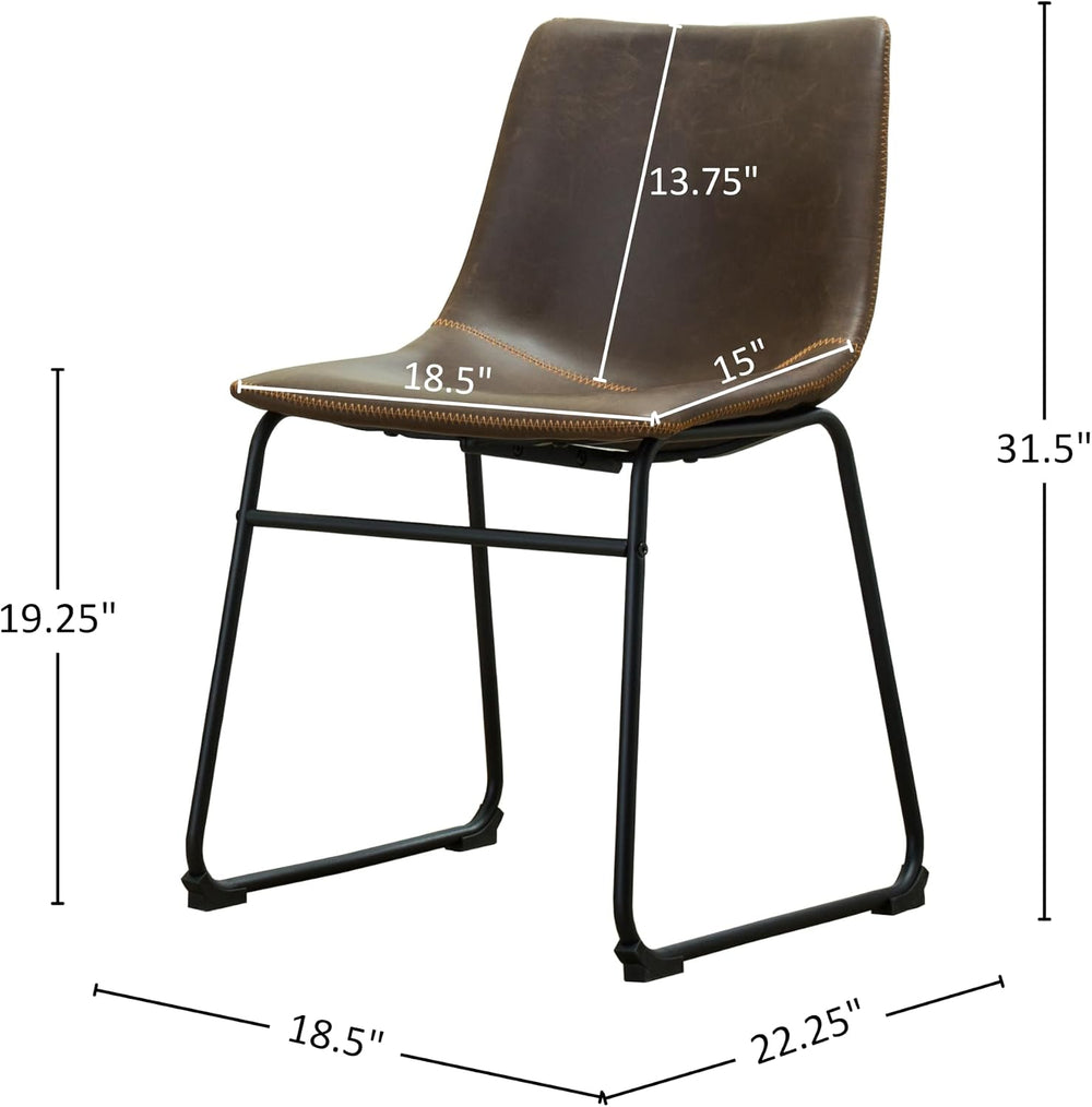 Roundhill Furniture Lotusville Vintage PU Leather Dining Chairs, Set of 2, An...