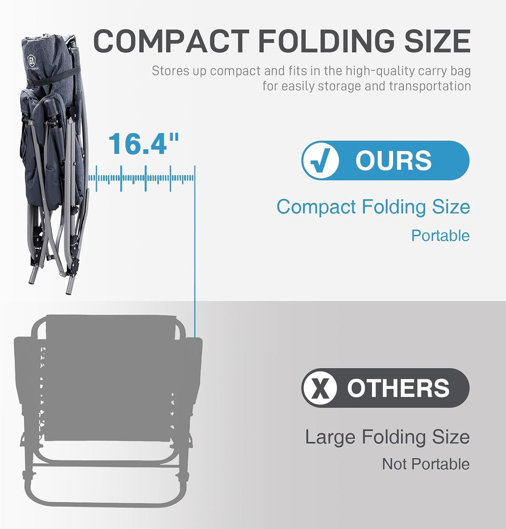 EVER ADVANCED Oversized Folding Rocking Camping Chair, Padded