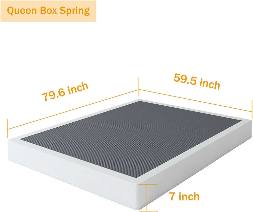 SHLAND Queen Box Spring 7 Inch Metal Frame Mattress Foundation Bed Base