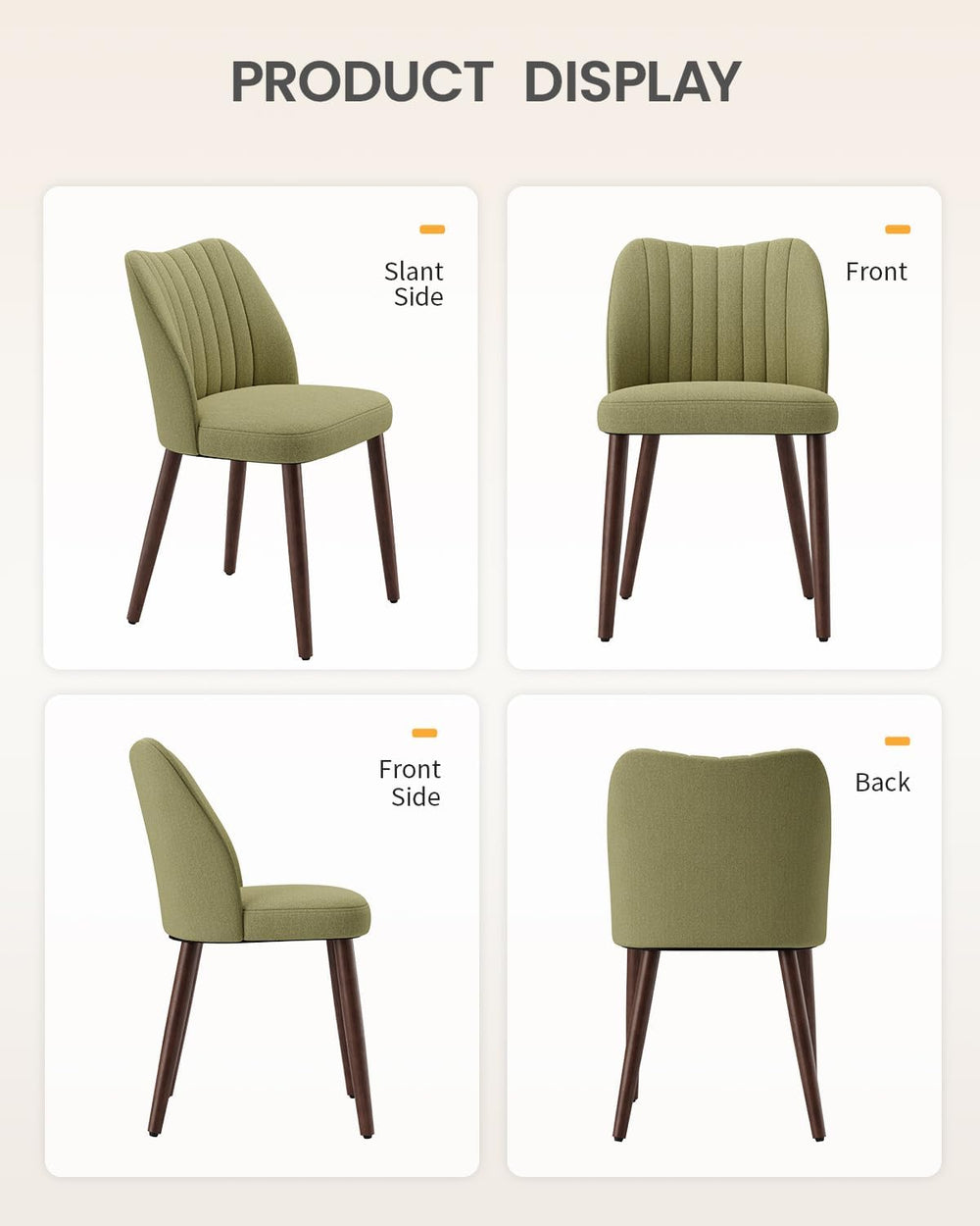 Upholstered Dining Chairs Set of 6, Farmhouse Fabric Kitchen Chairs with Soli...