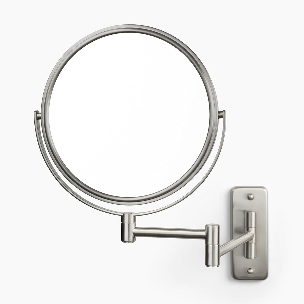 JERDON Wall-Mounted Makeup Mirror - 5X Magnification - Nickel - JP7506N