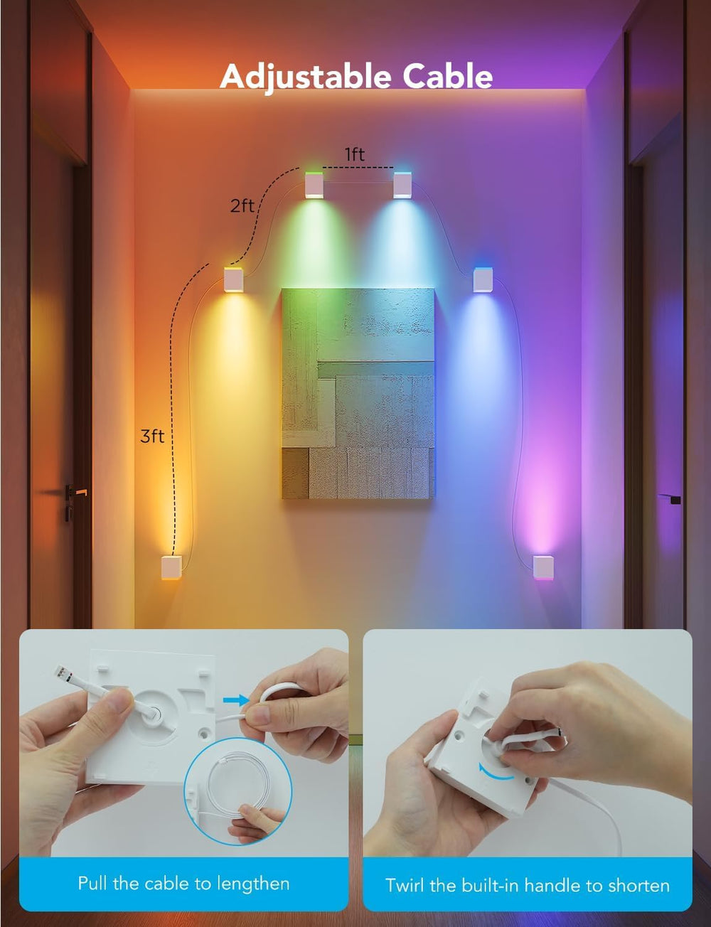 Govee Cube Wall Sconces, RGBIC LED Wall Light Works with Alexa, 15ft
