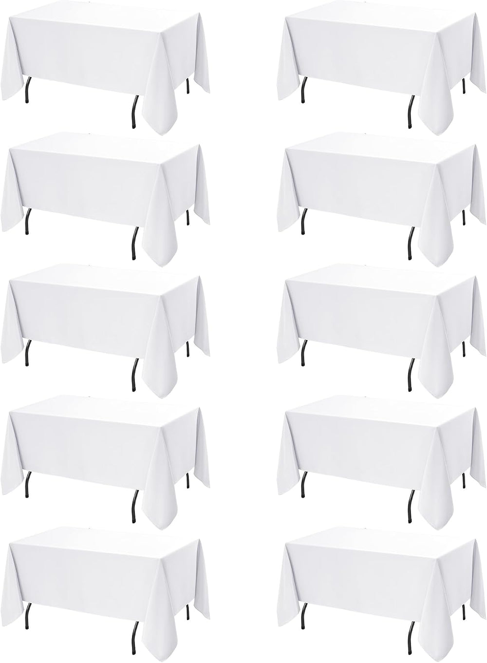 10-Pack White Tablecloths for Rectangle Tables, 60 x 120 Inches