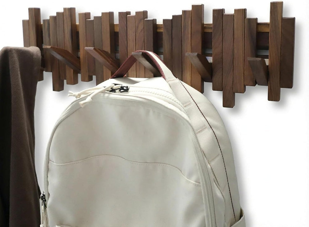 Black Walnut Hardwood Wall Mounted Piano Coat Rack