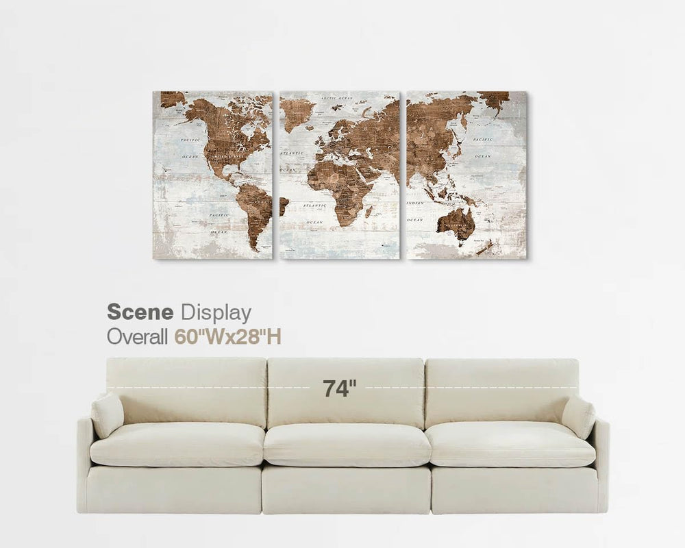Office Wall Art Canvas World Map Motivational Living Room Pictures