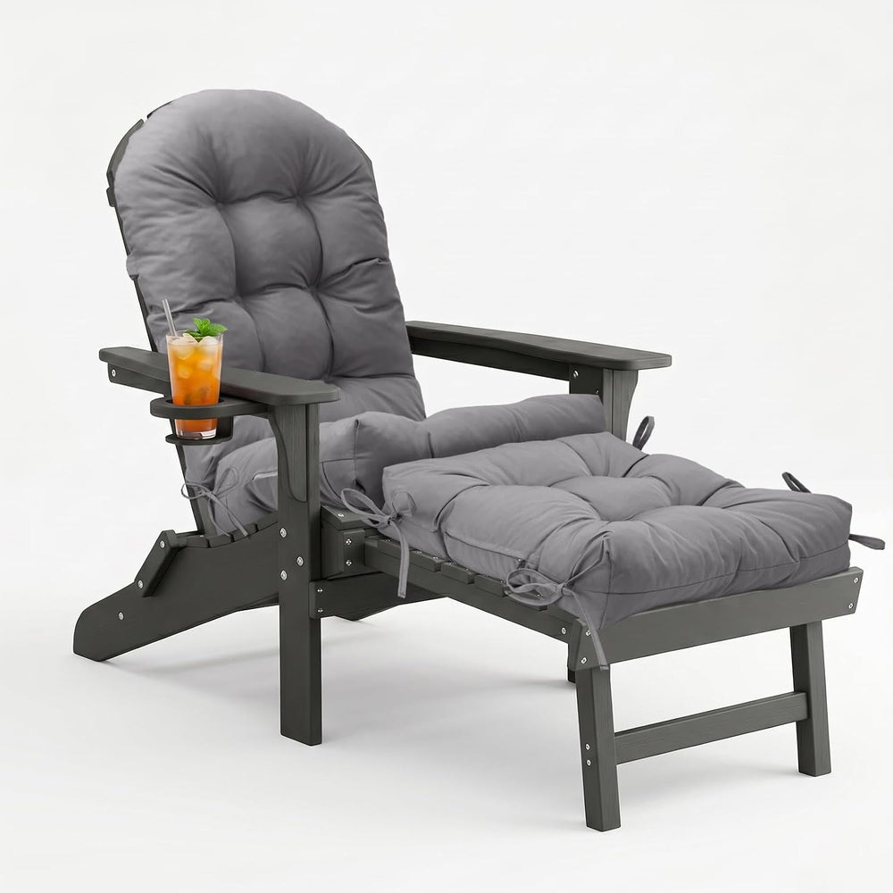 Rocking Chair Cushion Set with Ottoman Pad 4-in Thick, Grey