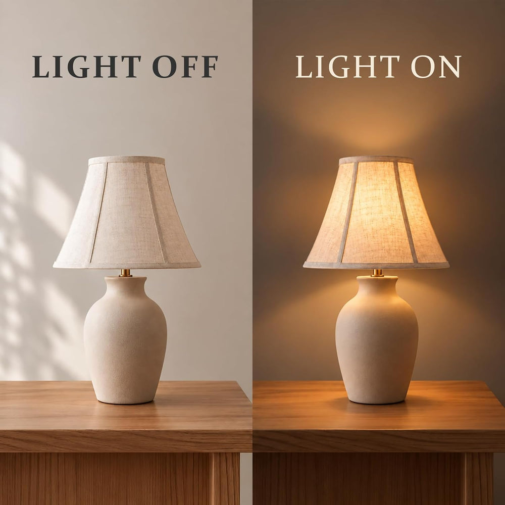 Beige Natural Linen Bell Lamp Shades Set of 2, 6.5" Top x 13" Botto...