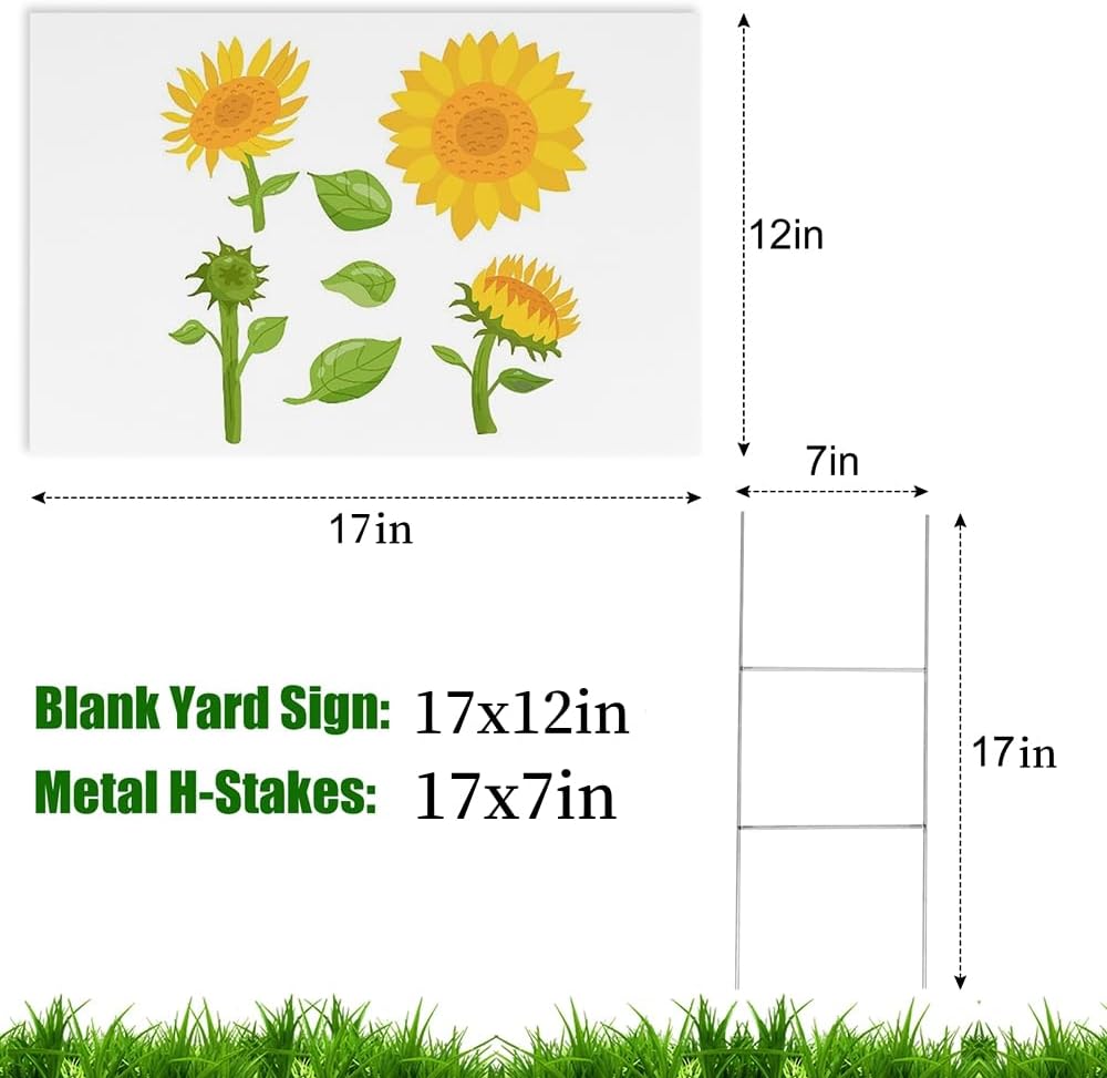 Newflager 20 Pack 17 x 12 Inches White Corrugated Plastic Yard Sign with Meta...