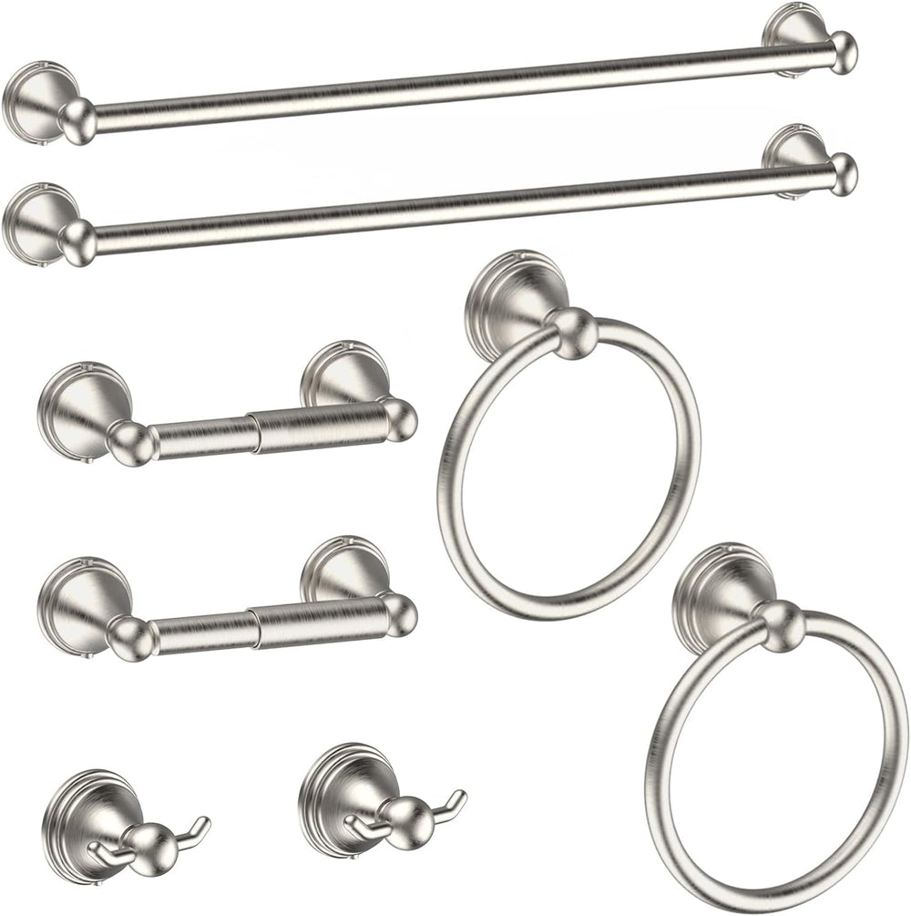 8Pcs Brushed Nickel Bathroom Accessories Set Towel Racks for Bathroom
