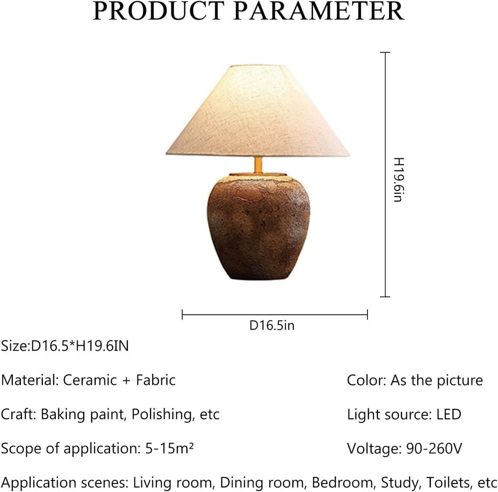 Rustic Farmhouse Clay Pot Table Lamps 19.6" Tall Ceramic Table Lamp, Ame...