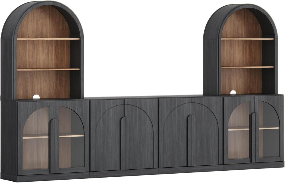 BELLEZE Bijou 126" Wall Unit 6-Piece Modular TV Stand - Ebony