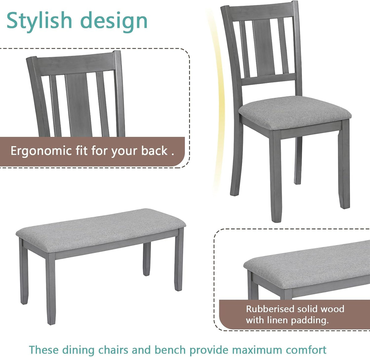 keiki 6-piece standard height dining table set with on a desk or shelf
