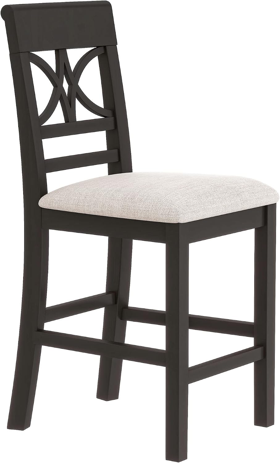 Merax 6-Piece Wood Counter Height Dining Table Set with Storage Shelf, Rustic Dining Table Set with Upholstered Chairs and Bench for 4-6, Espresso+Beige