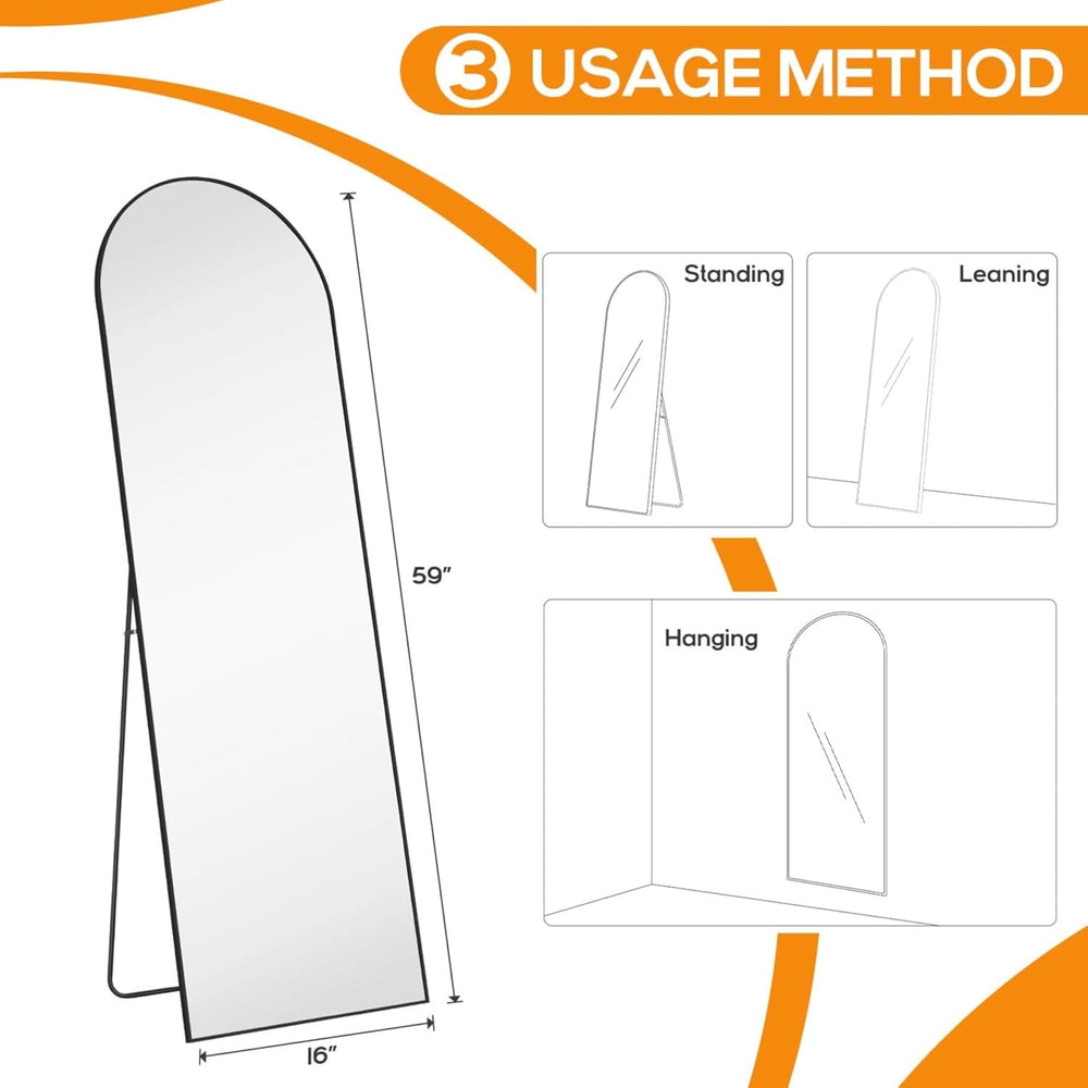 16"x59" Arched Mirror Full Length, Upgraded Body Wall Mirrors