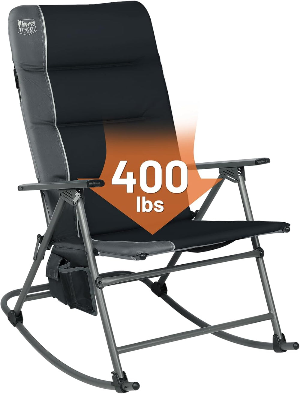 Timber Ridge Oversized Folding Rocking Camping Chair, Padded Outdoor Rocker w...