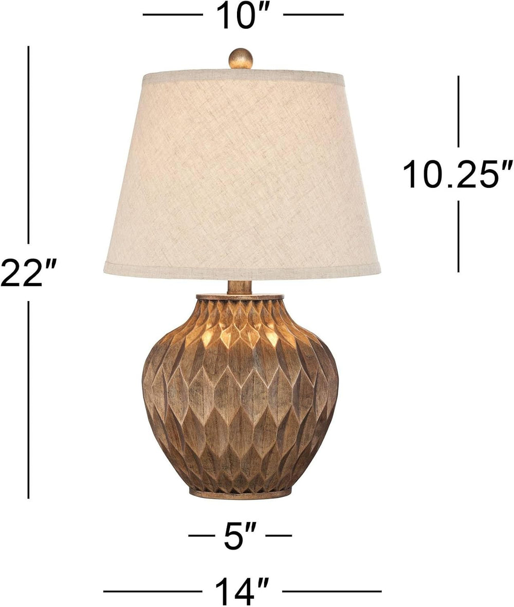Buckhead Warm Bronze Brown 22" High Table Lamps Set of 2 Geometric