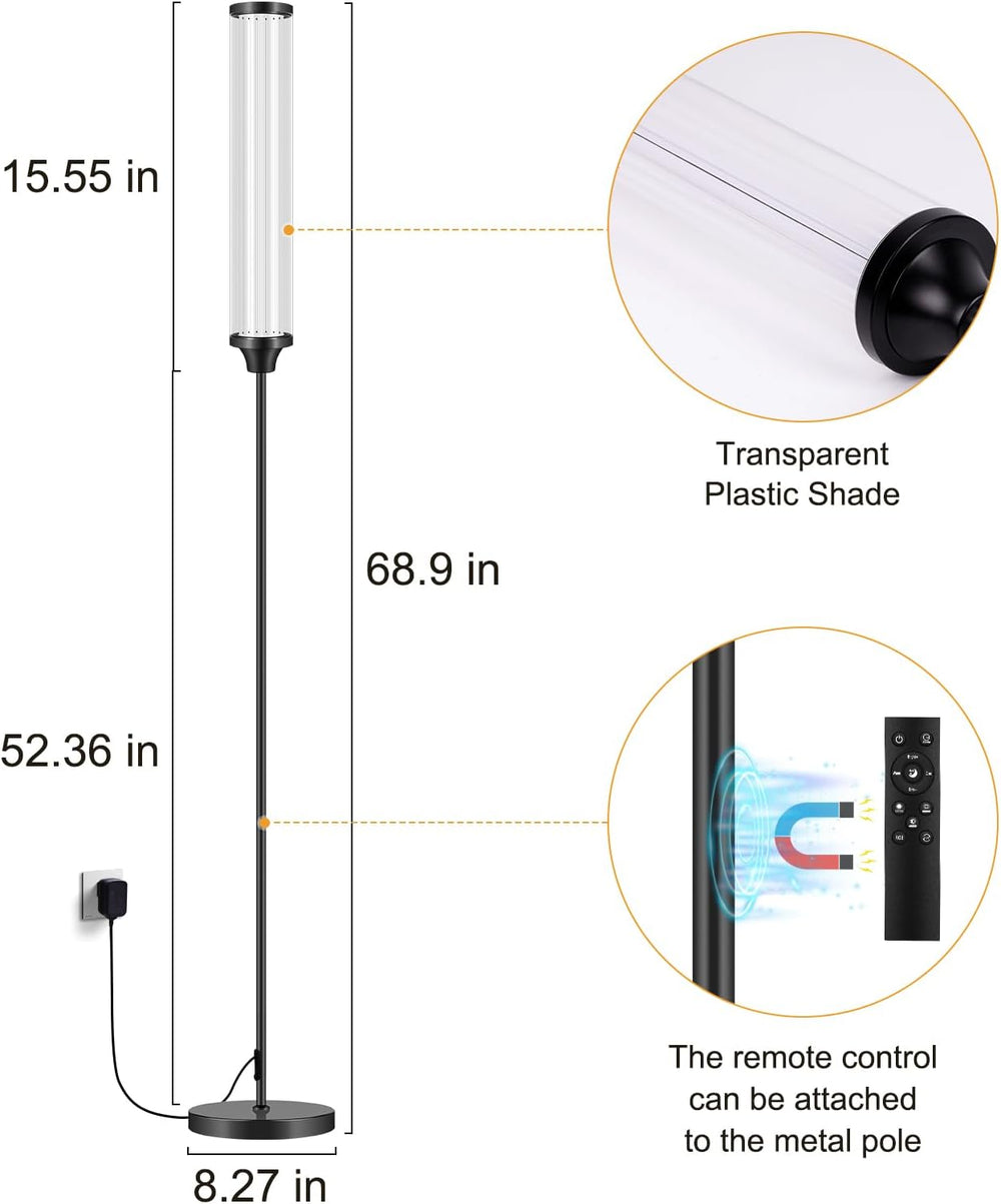 FRIDEKO HOME Smart Corner LED Floor Lamps for Bedroom, Black 12W 1500LM