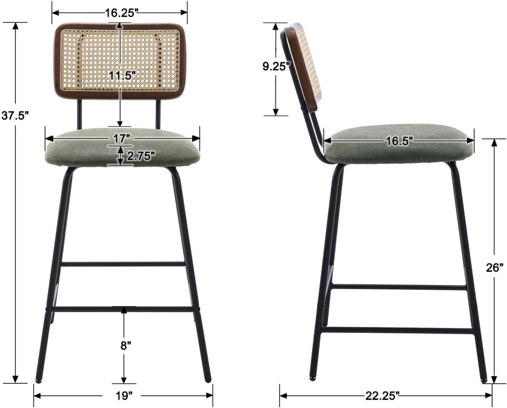 Rattan Counter Height Bar Stools Set of 8, 26" Kitchen Bar Stools