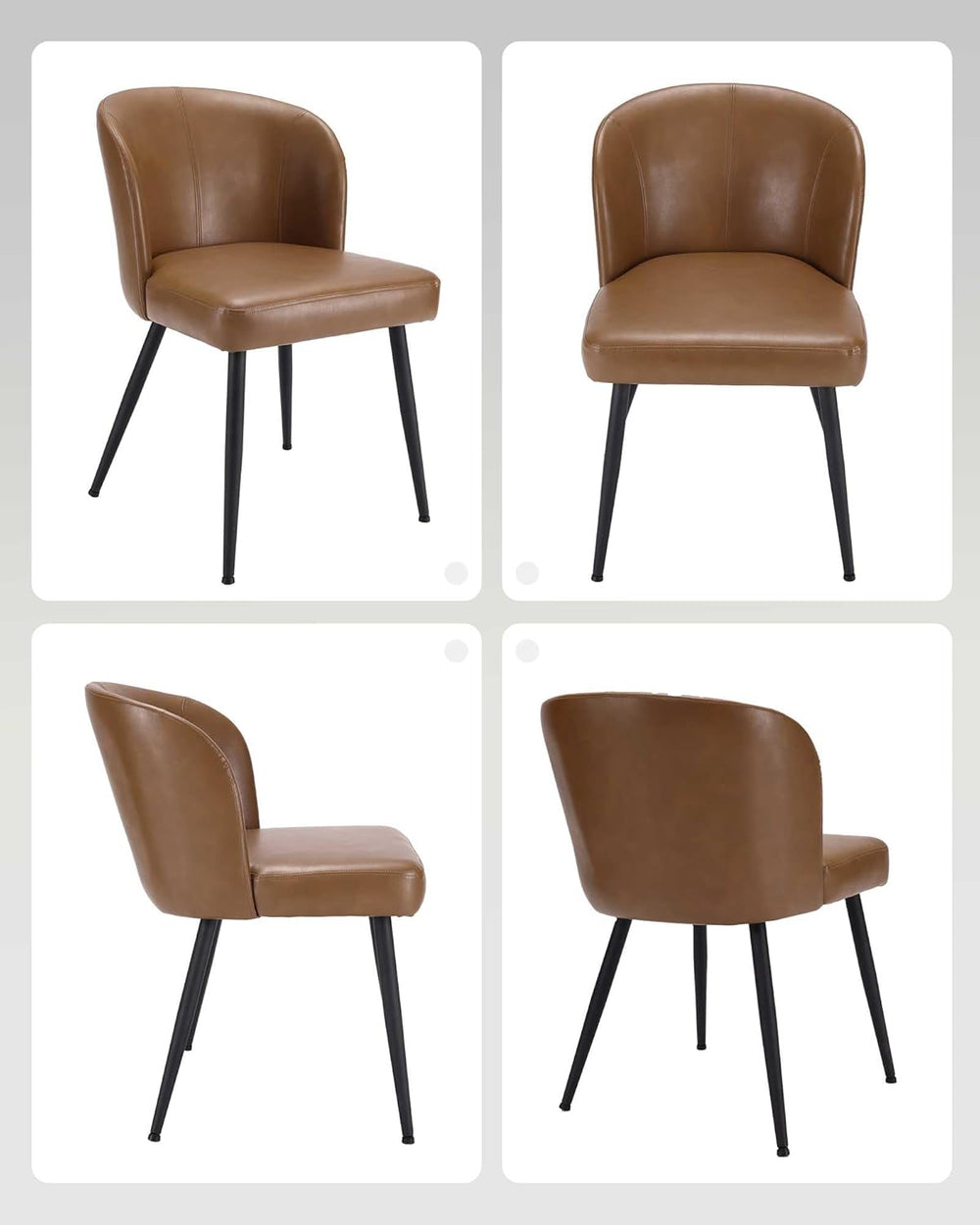 Susalt Upholstered Faux Leather Dining Chairs Set of 4, Brown