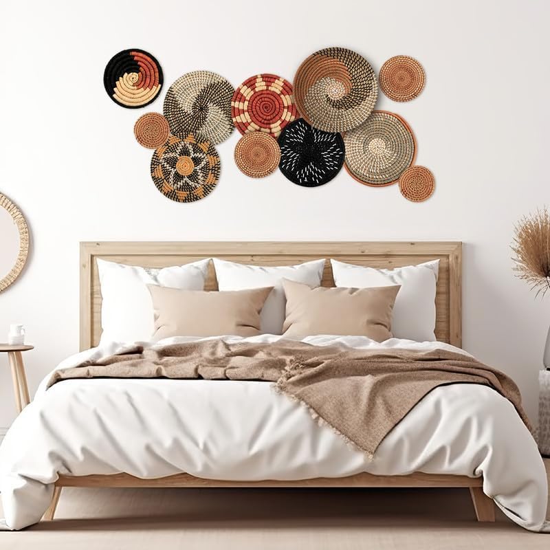 Tatuo 11 Pcs Boho Wall Basket Decor Woven Wall Hanging Art, Classic