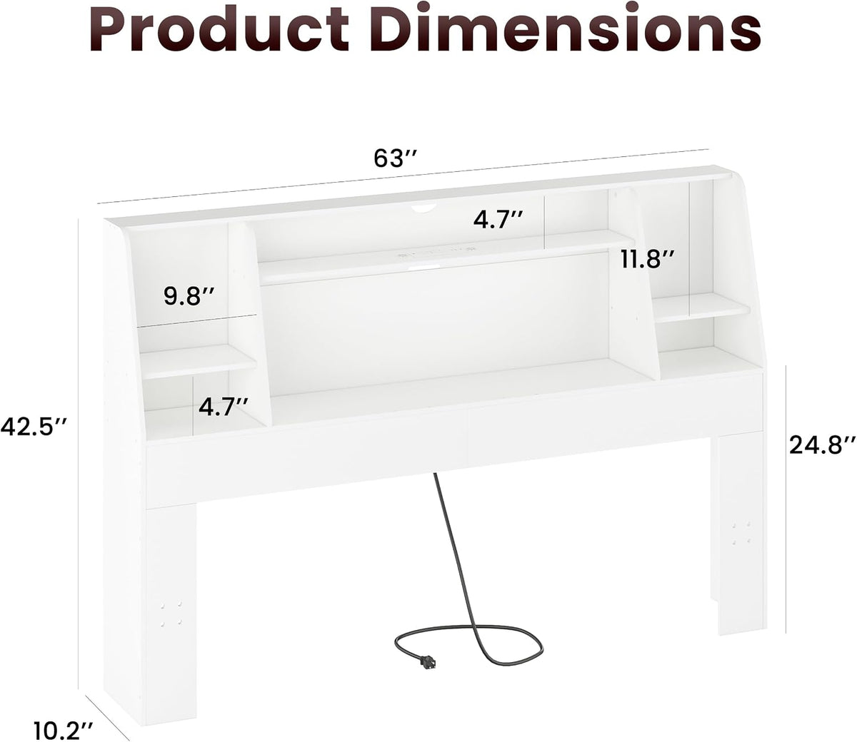 Queen/Full Headboard Queen Size with Storage, Bookcase Headboard