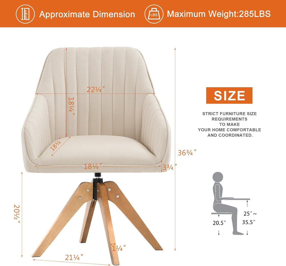 Furniliving Mid Century Modern Swivel Accent Chair for Living Room, Wood Desk...