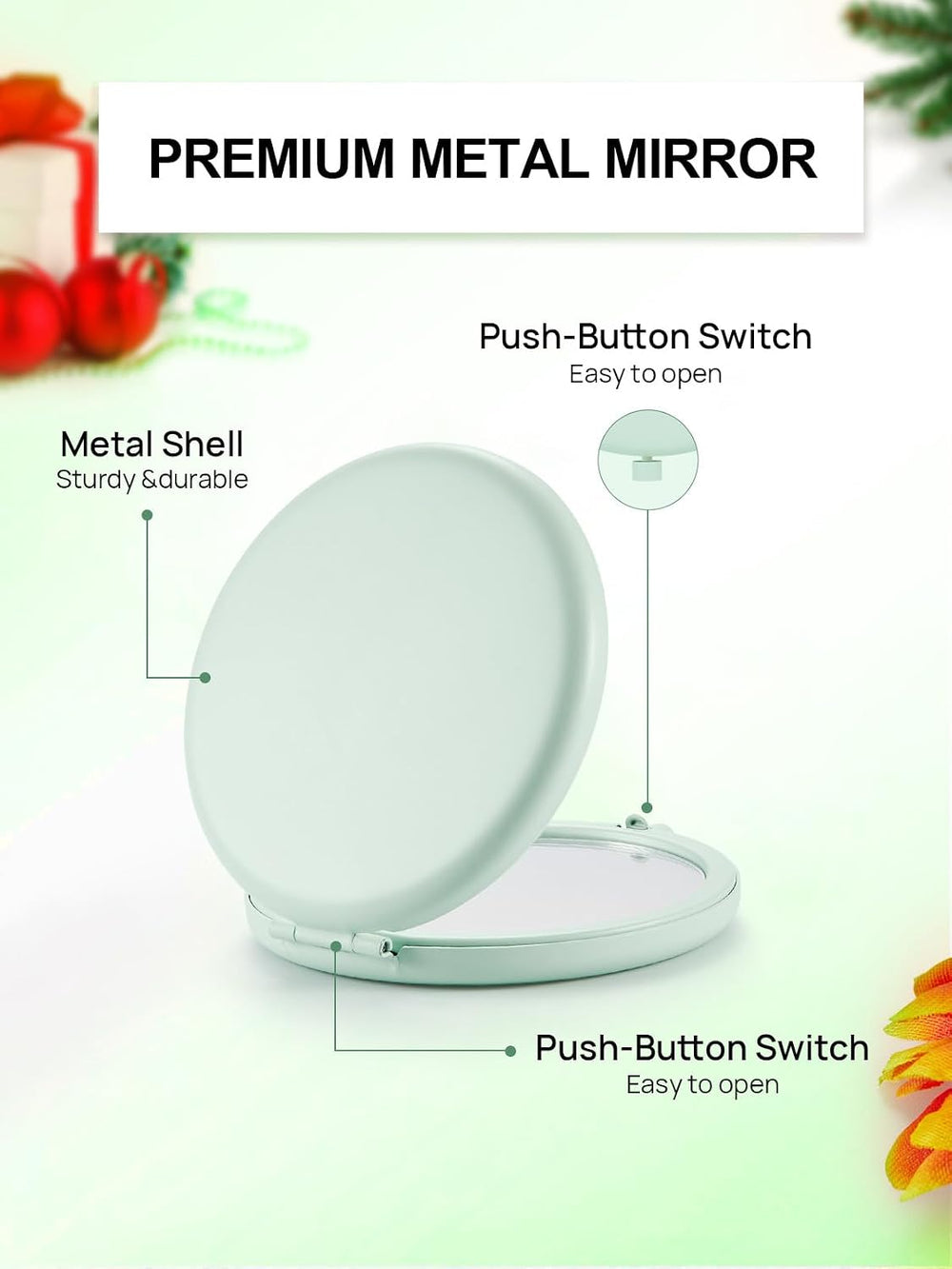 100 Pieces Compact Mirror Bulk, 1x/2x Pocket Mirror, Cyan