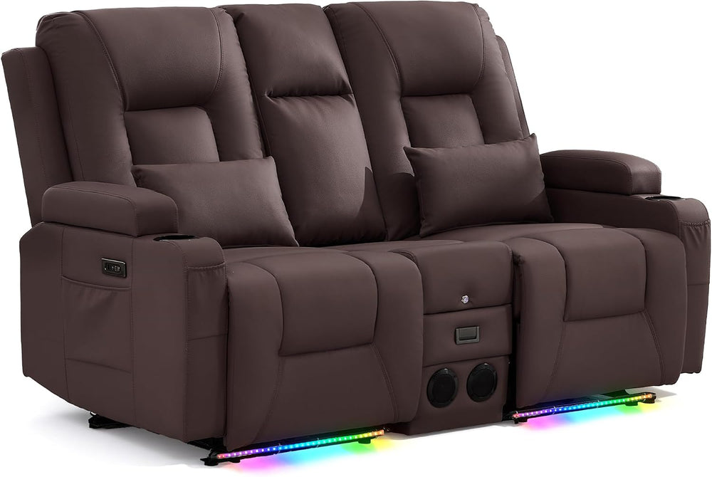 URRED Wall Hugger Power Reclining Loveseat Sofa，Dark Brown：68.1" - 2 Seats