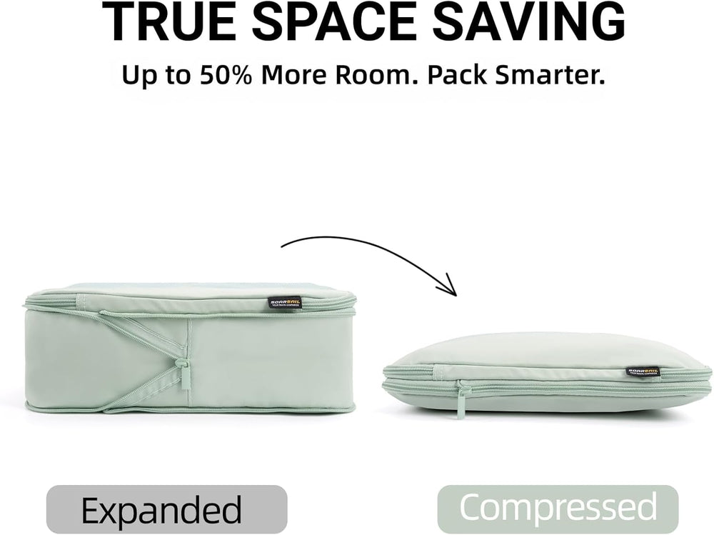4 Medium Compression Packing Cubes for 3–7 Day Travel, Light Green