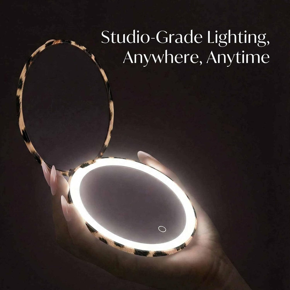 Fancii Mini Taylor Compact Magnifying Mirror with LED Light, 10x/1x, Recharge...