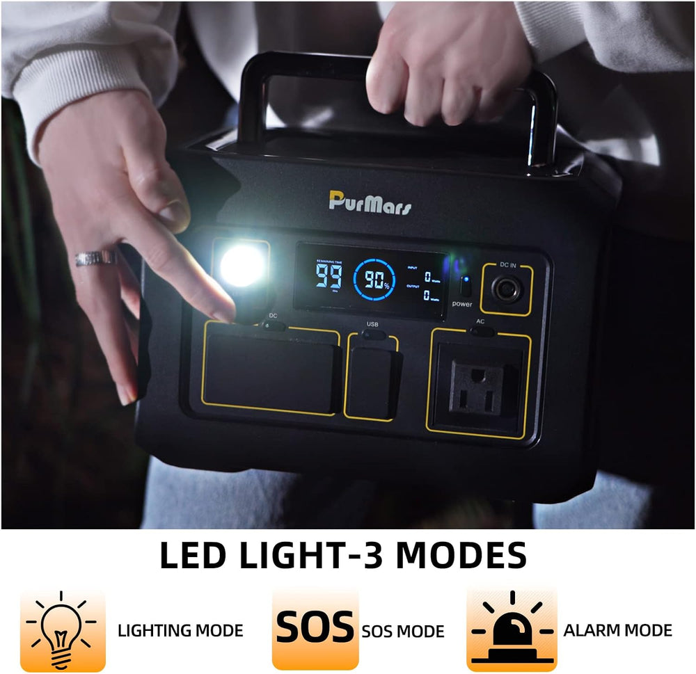 300W Portable Power Station (Peak 500W),LiFePO4 Solar Generator
