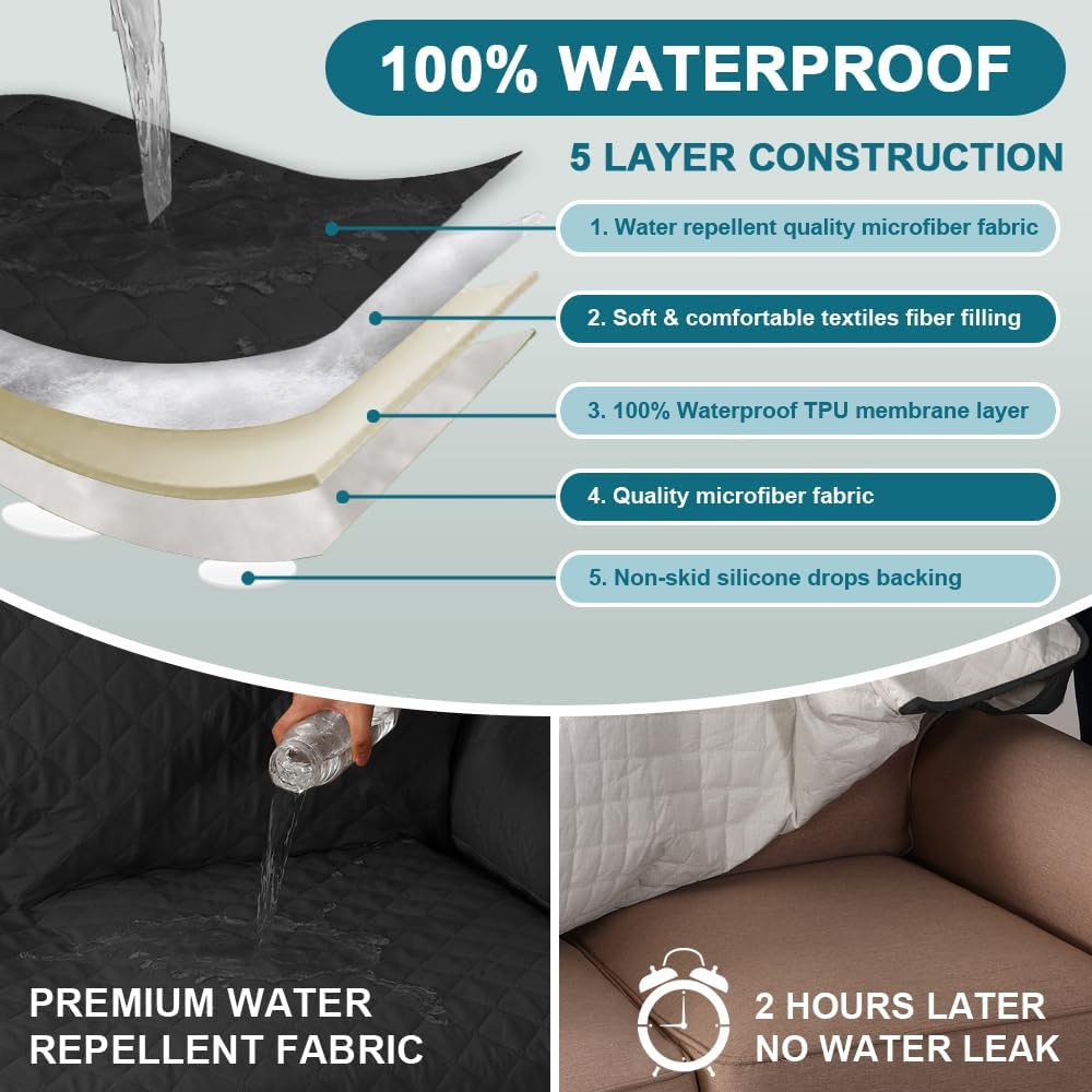 Turquoize 100% Waterproof Chair Covers Couch Covers for Dogs, Chair 23"