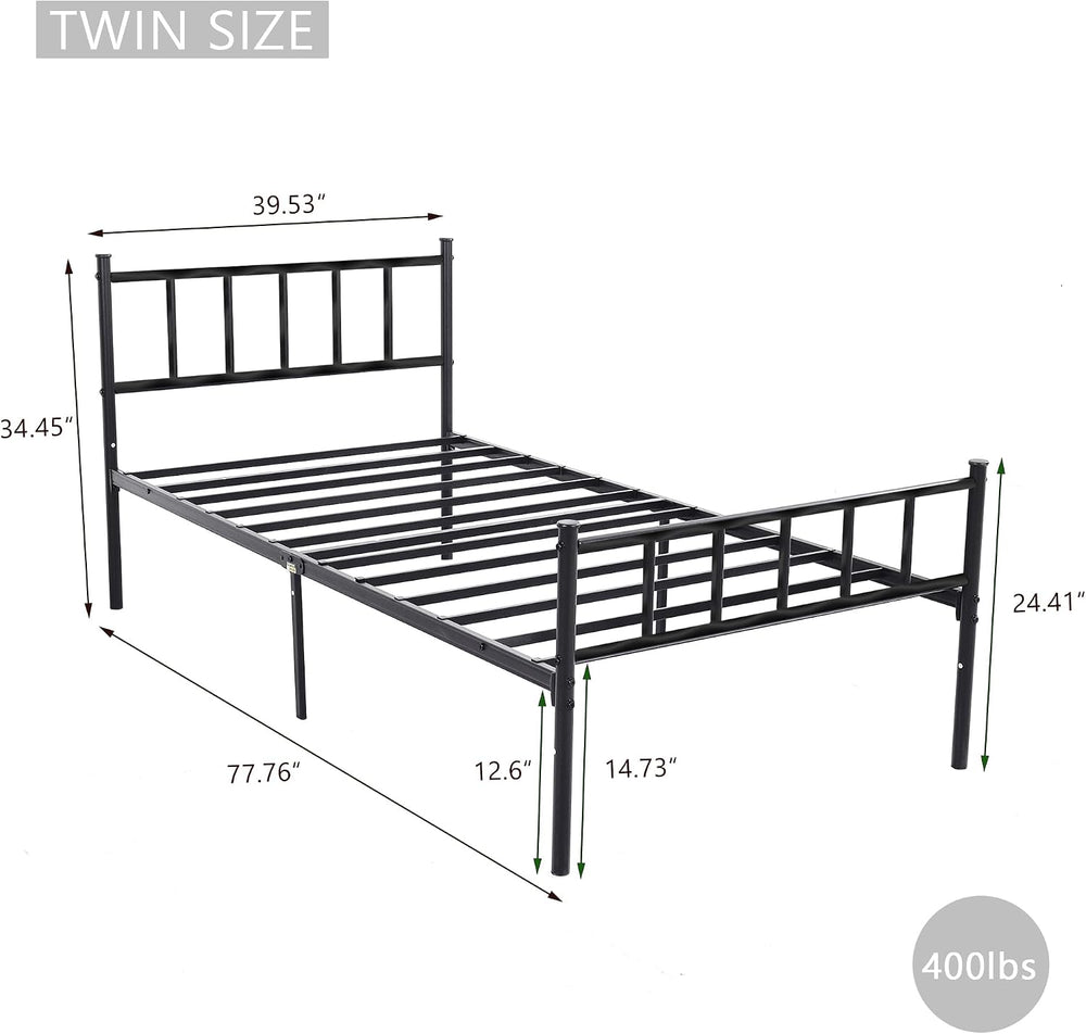 Metal Platform Twin Size Bed Frame, Black